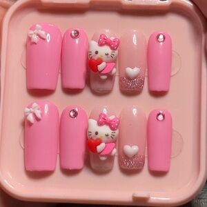 Sanrio Hello Kitty Handmade Pink Press On Nail Set